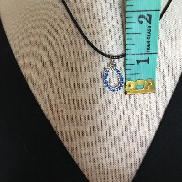COLTS blue rhinestone horseshoe pendant necklace - Picture 7 of 7